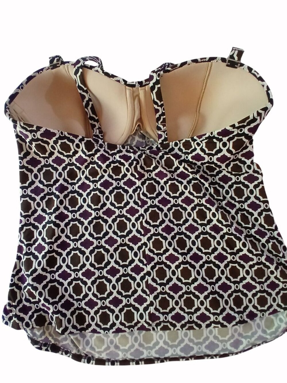 Lands End Top Tankini Swim Size 16 16W Surplice Bust Padded Shelf Bra Geometric - Picture 7 of 15